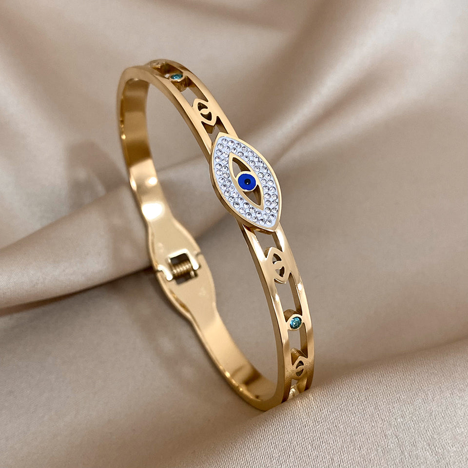 "Evil Eye Gold Plated Bangle".