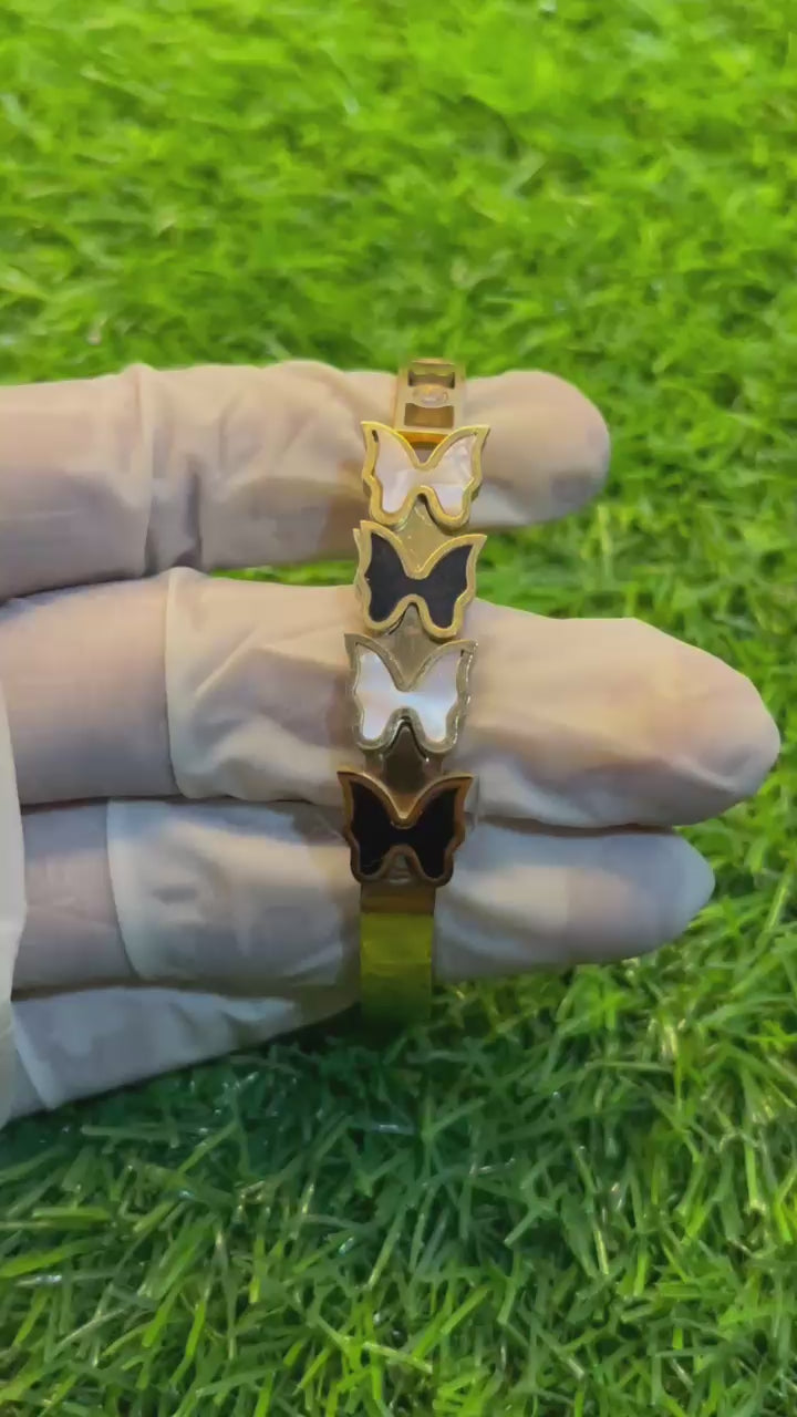 Butterfly Motif Gold-Plated Kada Bracelet