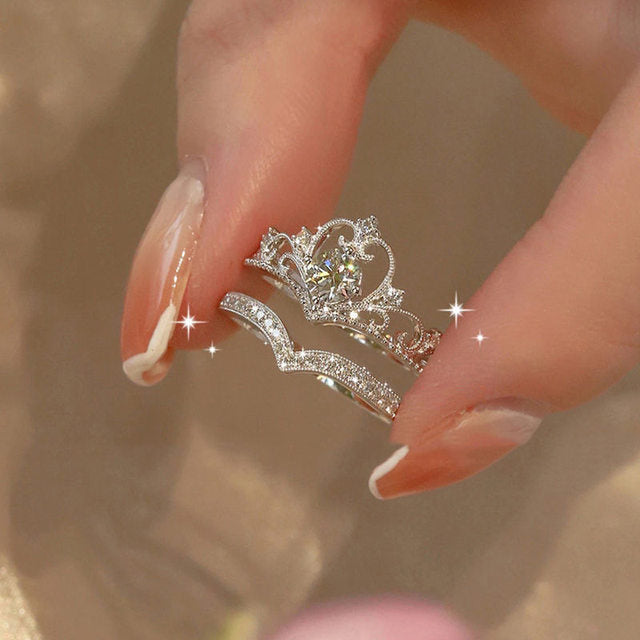Princess Crown Double Layered Ring,